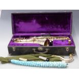Buescher Truetone low pitch saxophone c1919, silver plated with gold wash to bell, serial no. 49045,