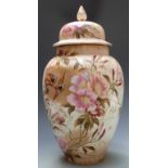 A large Bonn porcelain ginger jar and cover decorated with birds and flowers