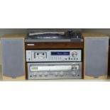 Pioneer record deck PL-1120, together with stereo receiver model SX-550, stereo CT-200 cassette