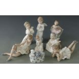 Eight Nao figures including three ballerinas and four angels, tallest 18cm