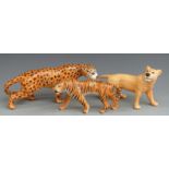Beswick figures Tigress Leopard and Lioness cub, tallest 12cm