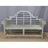 Luytens style teak garden bench, L165cm