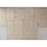 Tower Bridge, London, three Victorian architect's or civil engineering drawings depicting the roof