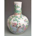 A large Chinese vase with enamelled decoration and six character mark to base, H55cm diameter 40cm