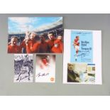 Four England World Cup 1966 autographs comprising Gordon Banks, Bobby Charlton and Martin Peters