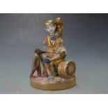 Early 20thC Japanese figure with monkeys, H13cm