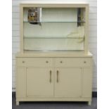 Industrial / shopfitting / haberdashery painted metal bookcase / cabinet with adjustable shelving