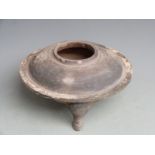 Chinese pottery censer/incense burner raised on three legs, height 20cm, diameter 23cm