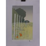Signed limited edition (43/120) etching 'White Sticks', indistinctly signed by the artist lower