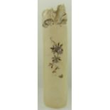 Japanese Meiji period mother of pearl Shibayama ivory shoe horn with carved bat finial, L17cm