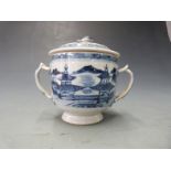 Chinese pedestal twin handled chocolate cup and cover, H10cm