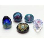 Five limited edition Caithness glass paperweights, Fairy Tales, Delilah, Astral Celebration,