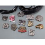 Quantity of novelty belt buckles to include Bergamot brass works VW Beetle, Jack Daniels etc