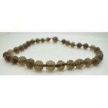 19thC Chinese carved smokey quartz necklace