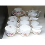 Royal Crown Derby teaware including teapot, decorated in Posies pattern