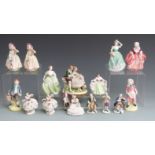 Collection of Royal Doulton, Coalport and lace figures including Jack and Jill, Babie x 2, Goody Two