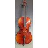 Three-quarter size cello labelled Michael Poller, Producator, De Viora Bucuresti, complete with