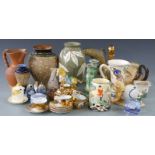 Royal Doulton and Doulton Slaters vases, jug, Beswick Beatrix Potter Hunca Munca etc, tallest 22cm