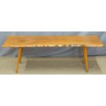 Retro elm or similar topped coffee table, length 125cm