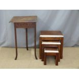 An Eastern metal bound hardwood nest of tables, height 47cm and a side table