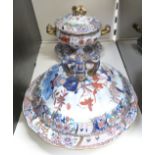 19thC Masons patent ironstone tureen and cover and a similar gravy/sauce tureen with underplate,