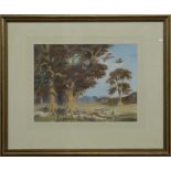 Robert W. Milliken watercolour pheasants emerging from a wood, signed lower right, 27 x 36cm