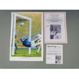 Alan Damms Save of the Century limited edition print signed by Gordon Banks and the artist, 388/500,