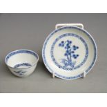 An 18thC Chinese Nanking cargo tea bowl and saucer with 1986 Harrods receipt for £185, in original