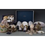 Boxed Royal Worcester coffee set, bisque figure, studio pottery etc