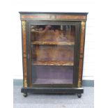 19thC inlaid burrwood and gilt metal mounted pier cabinet, W76 x D29 x H102cm