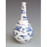 Chinese blue and white vase decorated with two dragons chasing a flaming pearl, Kangxi mark to base,