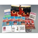 Ten items of Geoff Hurst and Martin Peters signed memorabilia including 30 x 45cm photo, England v