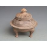 Chinese pottery censer raised on three shaped legs, height 16cm, diameter 21cm
