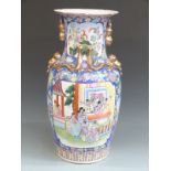 A large Chinese floor vase decorated with court scenes, 61cm tall