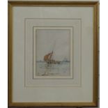 Albert Ernest Markes Victorian maritime watercolour sailing ships beyond a beach, signed lower left,