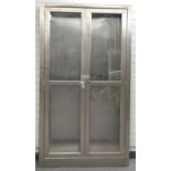 Industrial / shopfitting / haberdashery brushed or stainless steel glazed cabinet or bookcase with