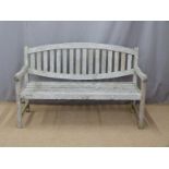 A teak garden bench, L150cm