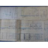 Four Barry Railway passenger coach and similar engineering drawings comprising first and second