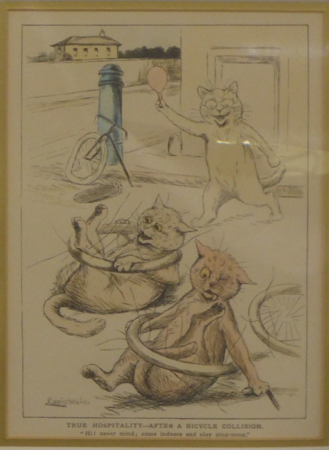 Five Louis Wain prints of cats, largest 20 x 15cm - Image 6 of 13