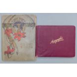 Edwardian postcard album including Fretherne Court, Egremont etc. and an autograph book with