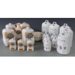 Two sets of French kitchen jars and other ceramics, tallest 18cm