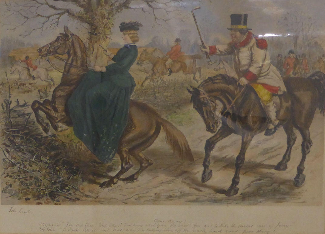 Four 19thC John Leach hunting/horse riding prints, each approximately 47 x 64cm - Image 6 of 15