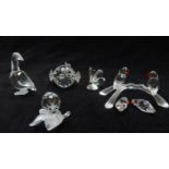 Three Swarovski Crystal cut glass animals comprising Snail on Vine Leaf 196501, Mini Butterfly 7667,