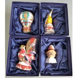 Four boxed Royal Worcester candle snuffers comprising limited edition Up Up and Away and Toby,