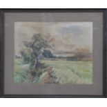 Charles Pettafor watercolour landscape 'Near Bramber, Sussex', label verso written by the artist's