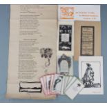 Claude Lovat Fraser collection including a (c1920s) Decorated Rhyme Sheet printed by Harold