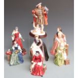 Royal Doulton Henry VIII and his six wives, Henry boxed, tallest 25cm