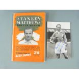 Stanley Matthews signed Soccer Manual together with a signed photo, 14 x 9cm