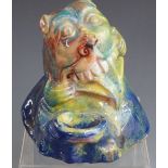 Daniel Zuloaga (Spanish, 1852-1921), art pottery grotesque figural desk stand / inkwell / spill case