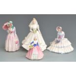 Four Royal Doulton figurines including Miss Demure Bride, Daydreams and Janet, tallest 21cm